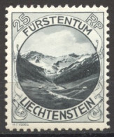 Liechtenstein, 1930, Mountains, Landscape, Scenery, 25 Rp, MNH, Michel 98A - Unused Stamps