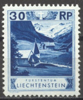 Liechtenstein, 1930, Mountain Chapel, Landscape, Scenery, 30 Rp, MNH, Michel 99B - Neufs