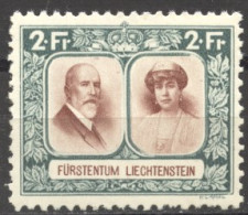 Liechtenstein, 1930, King Franz, Queen Elsa, Royal Couple, 2 Fr, MNH, Michel 107A - Nuovi