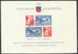 Liechtenstein, 1936, Postal Museum, Vaduz Philatelic Exhibition, Cancelled, Full Gum, Michel Block 2 - Bloques & Hojas