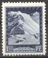 Liechtenstein, 1930, Cabin, Hut, Mountains, Landscape, Scenery, 1.50 Fr, MNH, Michel 106A - Unused Stamps