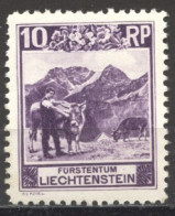 Liechtenstein, 1930, Alm, Mountains, Landscape, Bettlerjoch, 10 Rp, MNH, Michel 96A - Nuovi