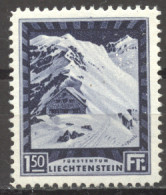 Liechtenstein, 1930, Cabin, Hut, Mountains, Landscape, Scenery, 1.50 Fr, MLH, Michel 106B - Nuevos