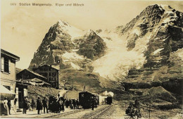 1815 - Suisse - STATION WENGERNALP - EIGER UND MÖNCH  - TRAINS A QUAI  -  Trés Beau Plan  Année De Construction 1893) - Mon