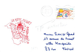 ENVELOPPE AVEC CACHET FREGATE LA MOTTE PICQUET - ZMOI 93 - LE 21/8/1993 - Posta Marittima