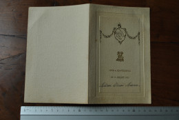 Ancien Menu Livret Lettrage Doré Gaufré 9 Juillet 1921 Diner De Noce Châtelineau - Madame Edouard Misonne Dyptique - Menu