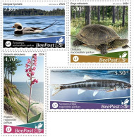 Lithuania Litauen Lituanie 2024 Water Flora Fauna Bird Turtle Fish Orchid Nat Parks Europa BeePost Set Of 4 Stamps MNH - 2024