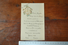 Ancien Menu Décor Léger De Feuillage Typographie Dorée Gaufrée Circa 1900 Vive Sainte Catherine Mlle Hélène Misonne Ste - Menu