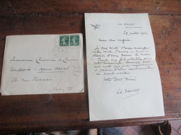 1916  LETTRE AUTOGRAPHE MANUSCRITE CH DAUZATS LE FIGARO - Schrijvers