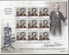 Martin Mörck. Sweden 2005. 150 Anniv Swedish Stamps. Souvenir Sheet. Michel 2478. Cyl I + Control Number. MNH.Signed. - Blokken & Velletjes