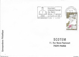 ALPES MARITIMES 06 - NICE MARCHE AUX FLEURS - FLAMME N° 5554 FESTIVAL INTERNal LIVRE 11 15/4 1981 - TP N° 2136  = FLAMME - Mechanical Postmarks (Advertisement)