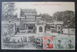 Indochine Pagode Chinoise Rue Neuve  Cpa Bien  Timbrée Sucharge - Vietnam