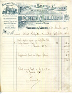 FACTURE.03.VARENNES SUR ALLIER.FABRIQUE DE MACHINES AGRICOLES & A VAPEUR..RÉPARATIONS.EUGÈNE MEUNIER & Cie.MÉCANICIENS. - Agriculture