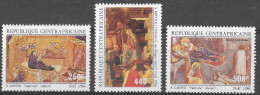 CENTRAFRIQUE - NOEL - TABLEAUX DE GIOTTO ET BOTTICELLI - PA 350 A 352 - NEUF** MNH - Tableaux