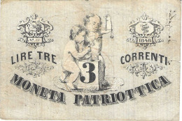 VENEZIA - GOVERNO PROVVISORIO - 1848 - 3 LIRE CORRENTI - CIRCOLATA - - Other & Unclassified