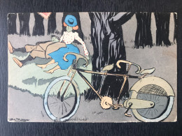 Carte Postalle Illustré Par Leal De Camara. Caricaturiste. Cyclistes. P. Lamm - Cycling