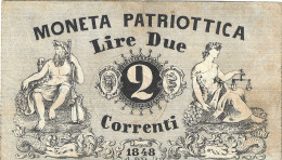 VENEZIA - GOVERNO PROVVISORIO - 1848 - 2 LIRE CORRENTI - CIRCOLATA - - Autres & Non Classés