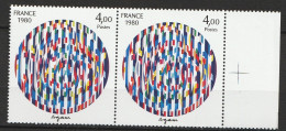 N° 2113 Création PhilatéliqueYaacov Agam: Belle Paire De 2 Timbres Neuf Impeccble, - Unused Stamps