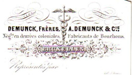 DE 1858 - Carte Porcelaine De A. Deminck & Cie, Fabricants De Bouchons, Bruxelles, Imp Avanzo - Autres & Non Classés