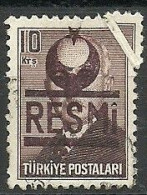 Turkey; 1953 Official Stamp 10 K. "Folded Paper ERROR" - Francobolli Di Servizio