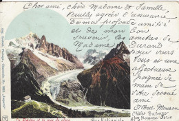 74 CHAMONIX MONT BLANC CHALET DE LA FLEGERE GLACIER MER DE GLACE CARTE COLORISEE Editeur COUTTET  Auguste N° 3911 - Chamonix-Mont-Blanc