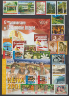 POLYNESIE - 2001 - LIVRAISON GRATUITE - ANNEE COMPLETE AVEC BLOCS ** MNH - - Annate Complete