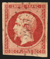 N°17Ad, 80c VERMILLONNÉ, Oblitéré Losange Petits Chiffres - B/TB - 1853-1860 Napoléon III.