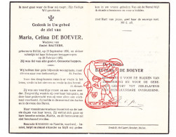 DP Maria Celina De Boever ° Huise Zingem 1876 † 1952 X Emiel Bauters - Devotieprenten