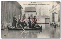CPA Crue De La Seine Paris Rue Felicien David Demenagement En Bateau  - Überschwemmung 1910
