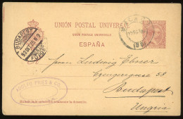 MALAGA  1893. PS Card To Hungary - 1850-1931