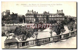 CPA Paris La Palais Du Luxembourg Et Les Jardins - Parcs, Jardins