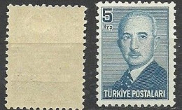 Turkey; 1953 Official Stamp 5 K. ERROR "Missing Overprint On The Front" - Official Stamps