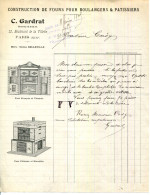 FACTURE.PARIS.CONSTRUCTION DE FOURS POUR BOULANGERS & PATISSIERS.C.GARDRAT 12 BOULEVARD DE LA VILLETTE. - Other & Unclassified