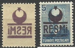Turkey; 1953 Official Stamp 5 K. ERROR "Abklatsch Overprint" - Timbres De Service