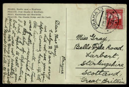Ref 1644 - 1936 Prag Praha Postcard Pont Charles  - Kr 1.50 Rate To Scotland - Czechoslovakia Czech Rep. - Storia Postale