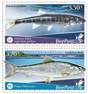 Estonia Lithuania 2024 Water Fauna Fishes National Parks Europa BeePost Set Of 2 Stamps MNH - Peces