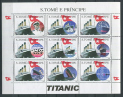 St Thomas Et Prince ** N° 1775 à 1792 En 2 Feuillets (ref. Michel) Paquebot "Le Titanic" - Sao Tomé E Principe