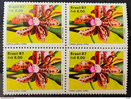C 1572 Brazil Stamp 50 Years Brazilian Society Of Orchidophiles Flora Orchid 1987 Block Of 4 - Nuovi