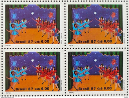 C 1569 Brazil Stamp Christmas Religious Popular Folks 1987 Block Of 4 - Nuovi