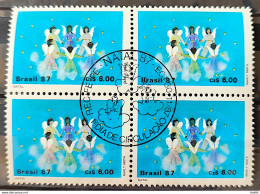 C 1568 Brazil Stamp Christmas Religion Announcement 1987 Block Of 4 CBC PE - Unused Stamps