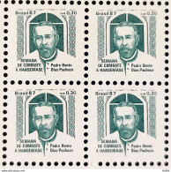 C 1566 Brazil Stamp Combat Against Hansen Hanseniasse Health Father Bento Religion 1987 H24 H24 Block Of 4 - Nuovi