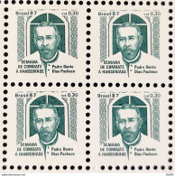 C 1566 Brazil Stamp Combat Against Hansen Hanseniasse Health Father Bento Religion 1987 H24 H24 Block Of 4 - Unused Stamps