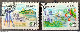 C 1556 Brazil Stamp Tourism Brasilia Rio De Janeiro Bahia Ceara 1987 Complete Series Circulated 2 - Used Stamps