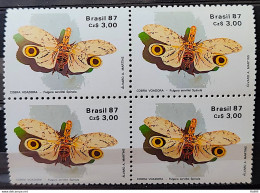 C 1555 Brazil Stamp 50 Years Brazilian Society Of Entomology Insect Butterfly Cobra Voadora 1987 Block Of 4 - Neufs