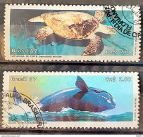 C 1549 Brazil Stamp Brazilian Fauna Turtle Whale 1987 Complete Series Circulated 2 - Usados