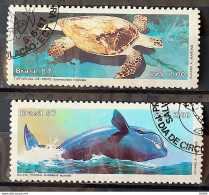 C 1549 Brazil Stamp Brazilian Fauna Turtle Whale 1987 Complete Series Circulated 1 - Oblitérés