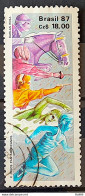 C 1548 Brazil Stamp Pan American Games United States Horse Swimming 1987 Circulated 4 - Used Stamps