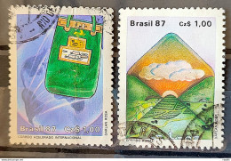 C 1545 Brazil Stamp Postal Service Malote Letter 1987 Complete Series Circulated 5 - Gebruikt