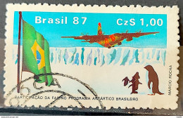 C 1544 Brazil Stamp Brazilian Air Force Antartida Airplane Bird Bird Penguin 1987 Circulated 4 - Usados