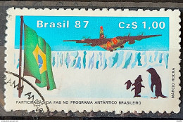 C 1544 Brazil Stamp Brazilian Air Force Antartida Airplane Bird Bird Penguin 1987 Circulated 3 - Usados